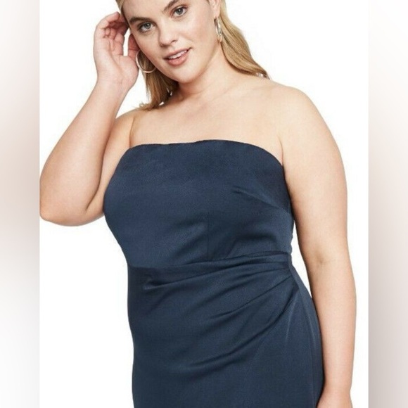 Cushnie Target Blue Strapless Sheath Dress Cocktail Formal Party Sleek 18W - Picture 3 of 10